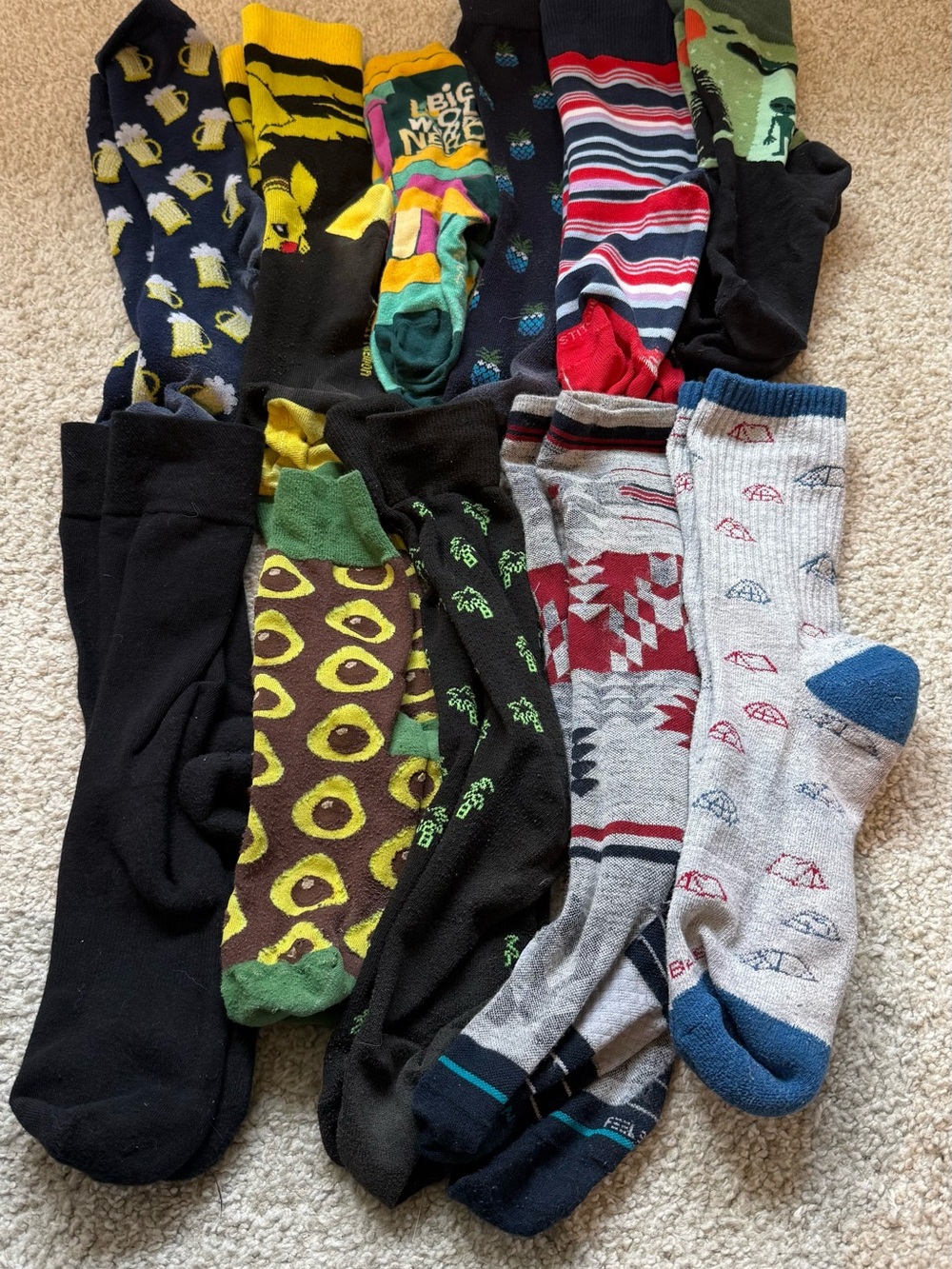 Men's Multi-Pattern Crew Socks - Assorted Colors